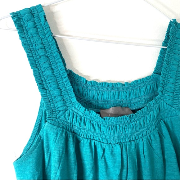 Anthropologie Teal Smocked Neck Tank Top NWT - Picture 2 of 5